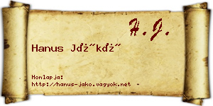Hanus Jákó névjegykártya